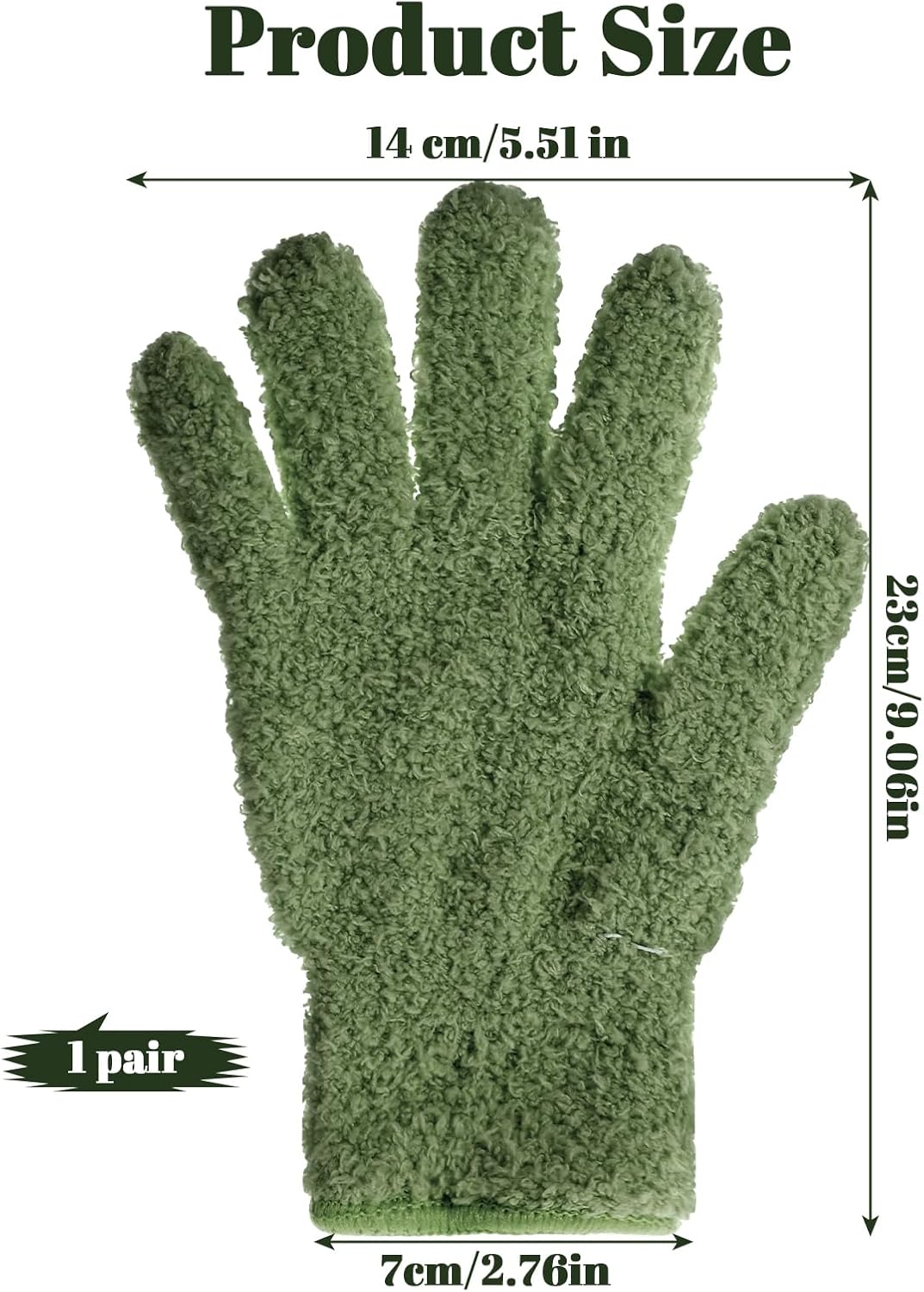 Microfiber Gloves, Dusting Gloves Microfiber Glove for Plants Mittens for houseplants Leaf Plant Care(Dark Green)