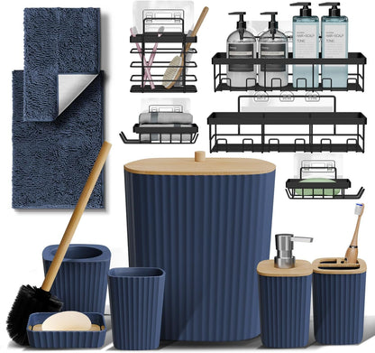 Clara Clark Bathroom Set - Sage Green Bathroom Accessories Set, 6PC Bathroom Accessory Set, Bathroom Sets with Toilet Brush, Trash Can & Soap Dispenser