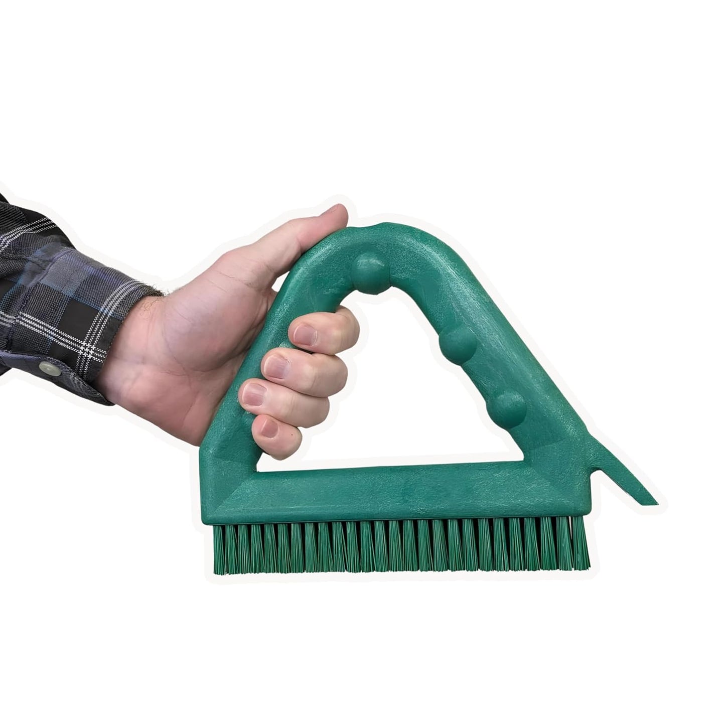 SPARTA Plastic Commercial Grout Brush, Triangle-Shaped Scrub Brush with Scraper and Two Threaded Holes for Attaching Handle (Sold Separately), 9 x 7 x 7 Inches, Gray