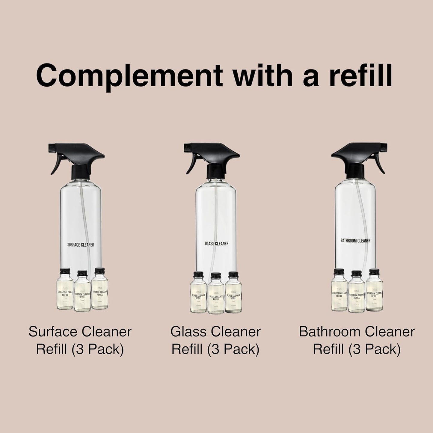 Public Goods Multi Surface Cleaner Refill | All Purpose Cleaner Refill for Floors, Tile, Countertops | Multi Purpose | Cruelty Free | Scented with Jasmine Essential Oils | 3 Pack - 24 Oz Diluted