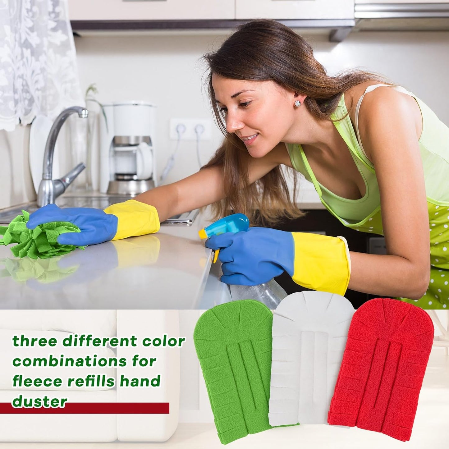 Zubebe 12 Pcs Duster Refill Reusable Fleece Duster Refills Feather Flat Dusters Multi Surface Washable Cleaning Pads Tools for Home, Blinds, Car, Pet, Furniture, Fans (Dark Color)