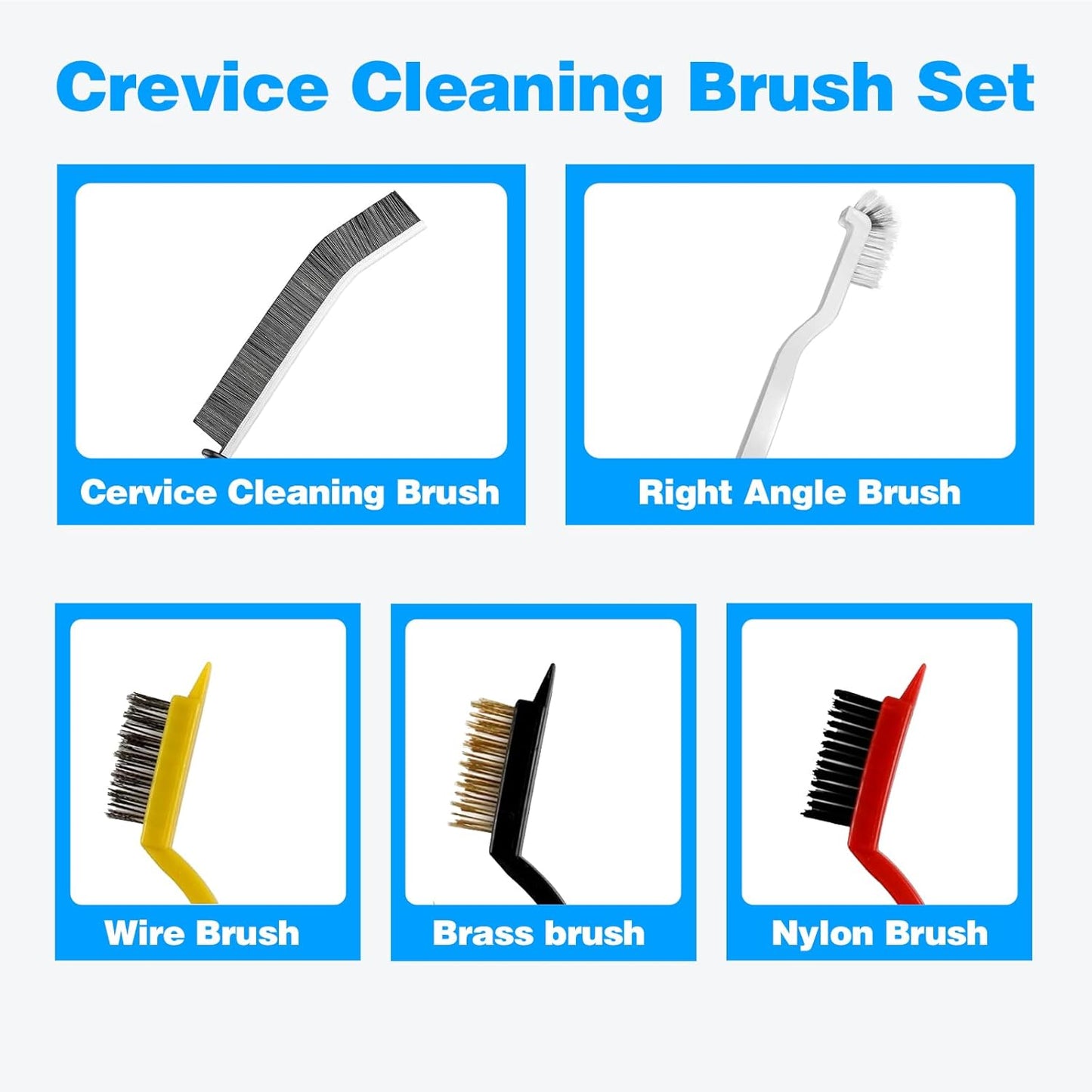 Multi-Purpose Hard Bristle Brush Set, Crevice Cleaning Brush Kit for Deep Cleaning Kitchen, Bathroom, Grout, Sink, Cup, Teapot, Bottle, Blender, Corners, Tight Spaces, 9 Pack