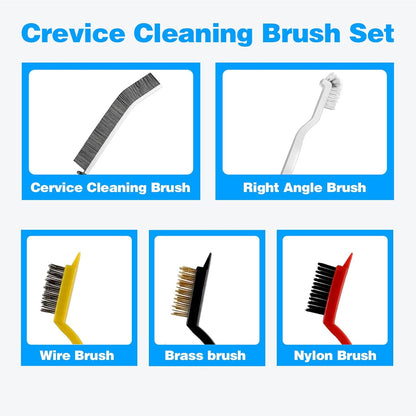 Multi-Purpose Hard Bristle Brush Set, Crevice Cleaning Brush Kit for Deep Cleaning Kitchen, Bathroom, Grout, Sink, Cup, Teapot, Bottle, Blender, Corners, Tight Spaces, 9 Pack