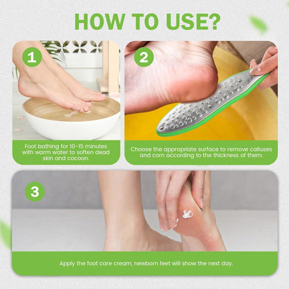 BEZOX Foot File Callus Remover, Double Sided Foot Scrubber for Dead Skin, Stainless Steel Pedicure File for Cracked Heel W/Cloth Storage Bag & Gift Box