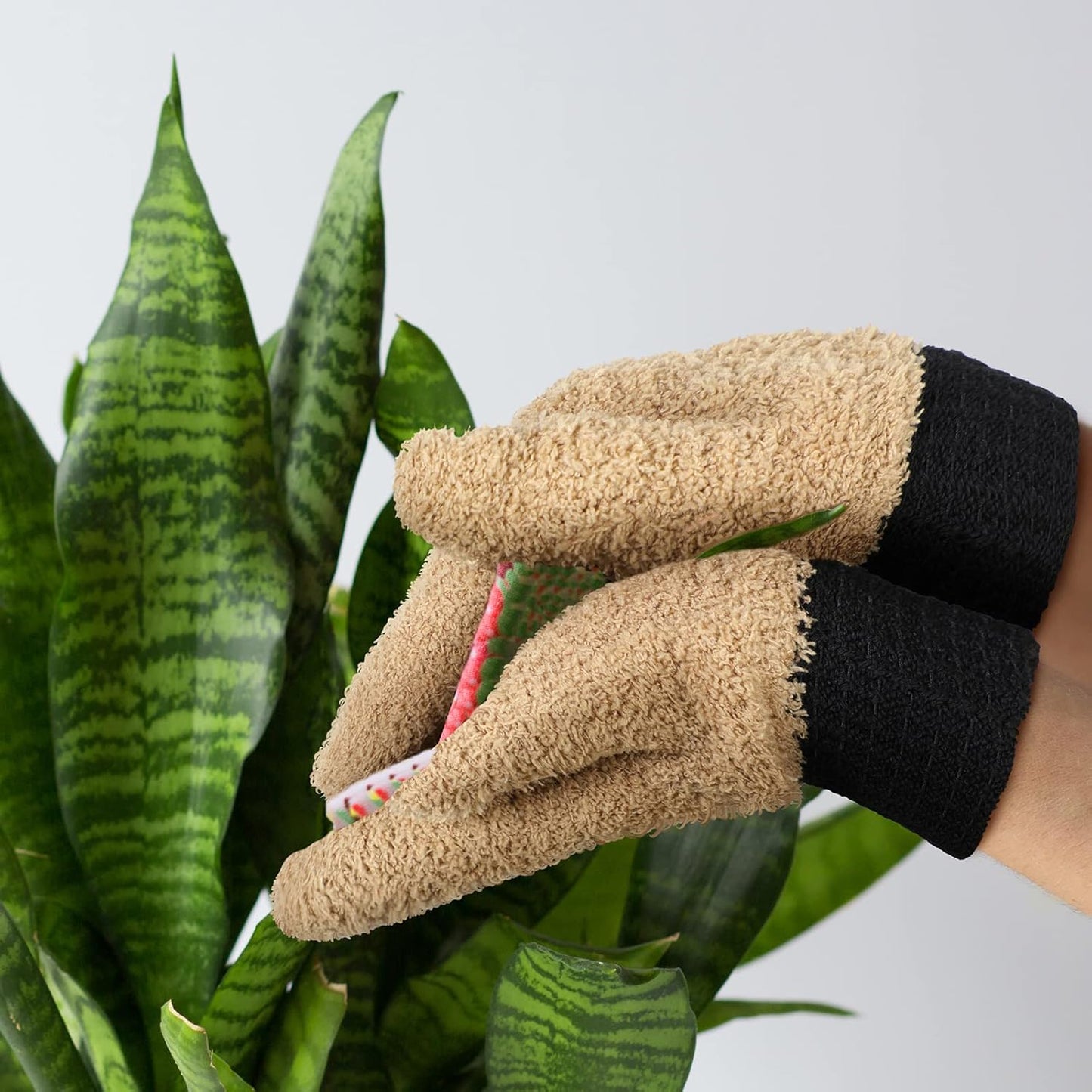 Bencailor 3 Pairs Microfiber Dust Mittens with Thumb Household Cleaning No Scratch Dusting Reusable Gloves for Kitchen House Car Cleaning Tools(Dark Blue, Khaki, Gray, Black)