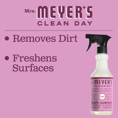 MRS. MEYER'S CLEAN DAY Multi-Surface Everyday Cleaner, Peony Scent, 16 Fl Oz Bottle - 3 Pack