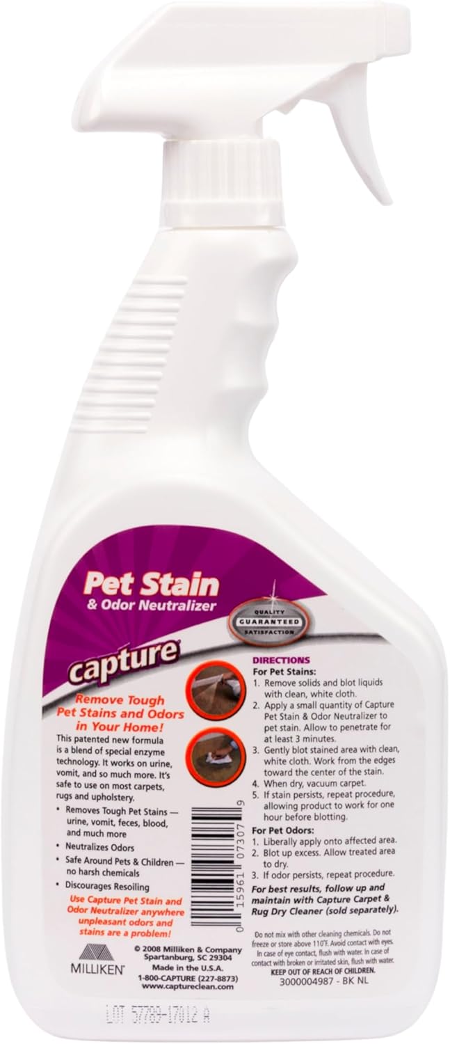 Capture Pet Stain & Odor Remover - Enzyme Pet Odor Eliminator for Home, Carpet Stain Remover for Cats & Dog Pee, Cat Urine Destroyer, Carpet Cleaner Spray - 1 Gallon