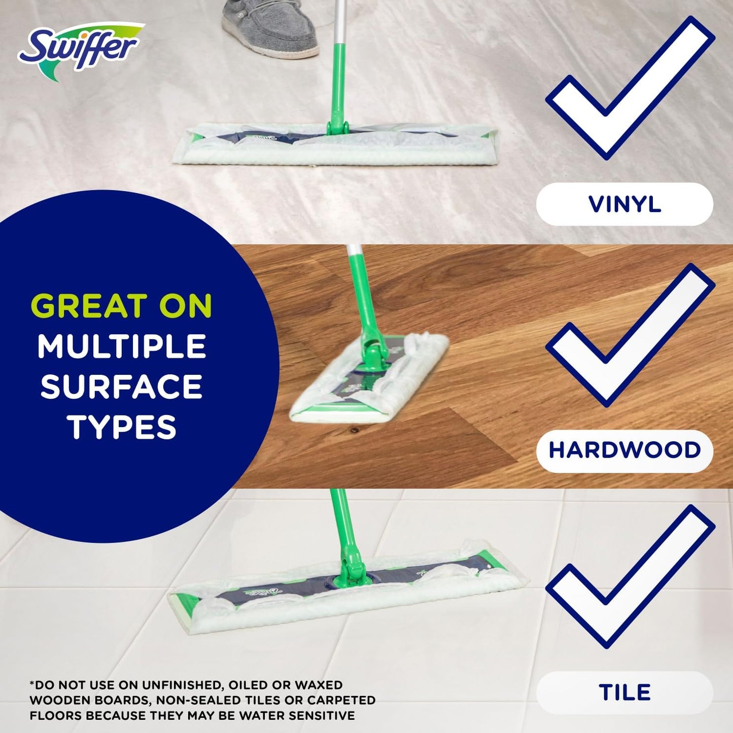 Swiffer Sweep + Mop XL, Broom & Mop Alternative, Floor Cleaner for Dirt, Dust, Hair, All Purpose Cleaning Tool for Home, Bathroom, Kitchen, Set Includes 1 XL Sweeper 8 XL Dry Pads 2 XL Wet Pads Fresh