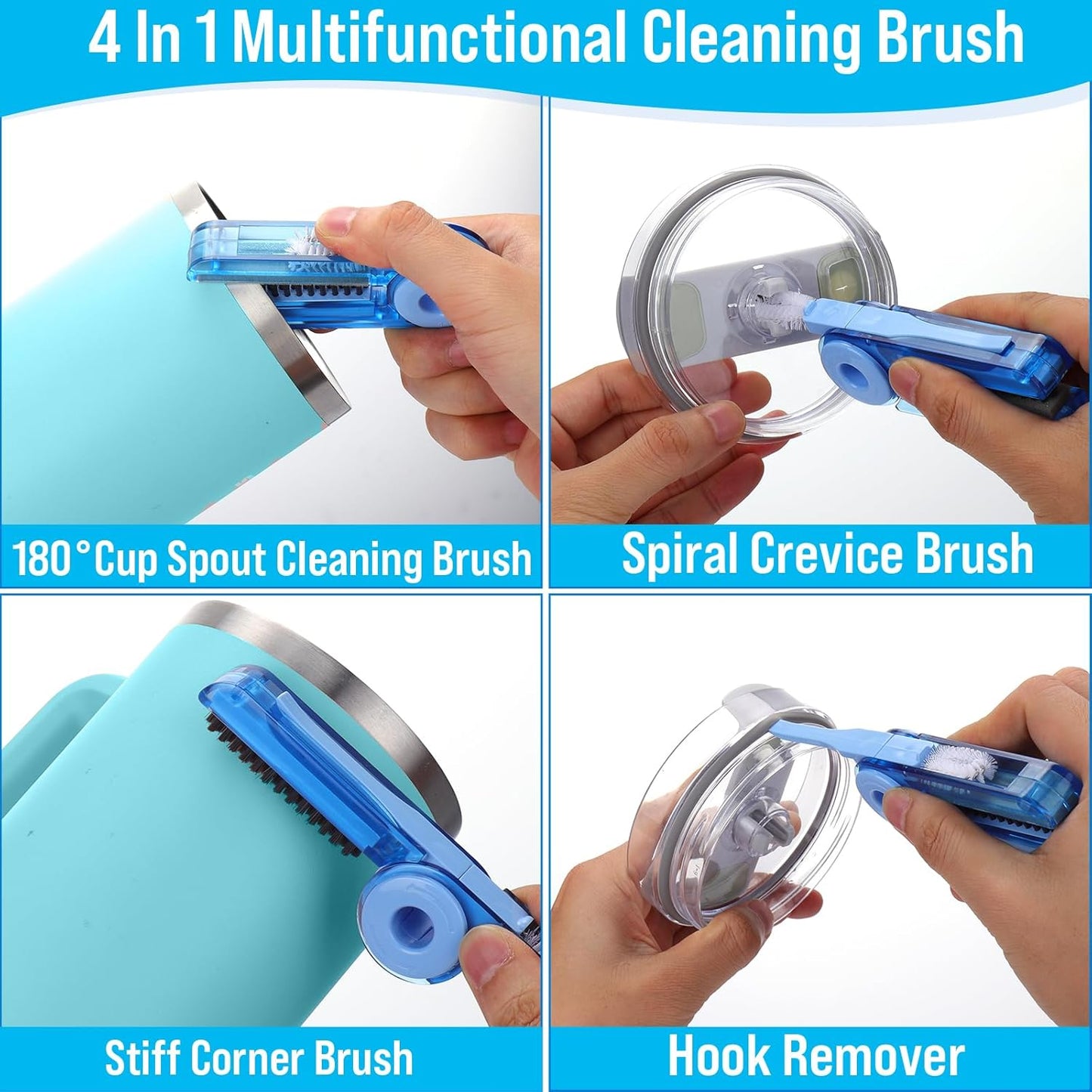XANGNIER 5 in 1 Bottle Cleaning Brush Set,Multifunctional Water Bottle Brush and Straw Cleaner Brush,Cleaning Tool Kit for Owala/Stanley/Yeti/Simple Modern Tumbler Cup Accessories,Kitchen Gadgets