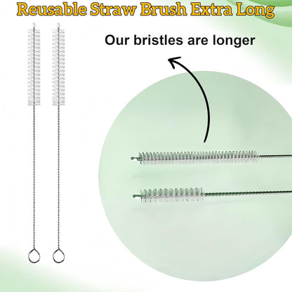6 Pack Straw Cleaner Brush Set | 12 Inch 300mm Extra Long Straw Brush & Bottle Brush for Deep Cleaning | Compatible with Reusable Straws, Stanley Cup, Tumblers, Water Bottles | 4 Inch 100mm Bristles
