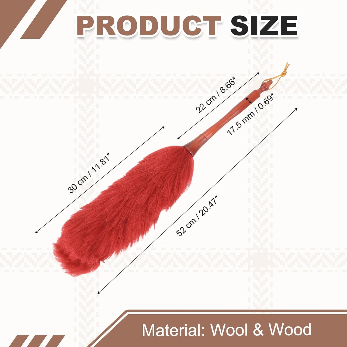 uxcell Wool Duster, 14.2" Natural Feather Cleaner Household Cleaning Duster with Solid Wooden Handle for Cleaning Fans Window Blinds Shelves Furniture, Pink