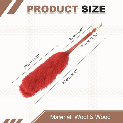 uxcell Wool Duster, 14.2" Natural Feather Cleaner Household Cleaning Duster with Solid Wooden Handle for Cleaning Fans Window Blinds Shelves Furniture, Pink