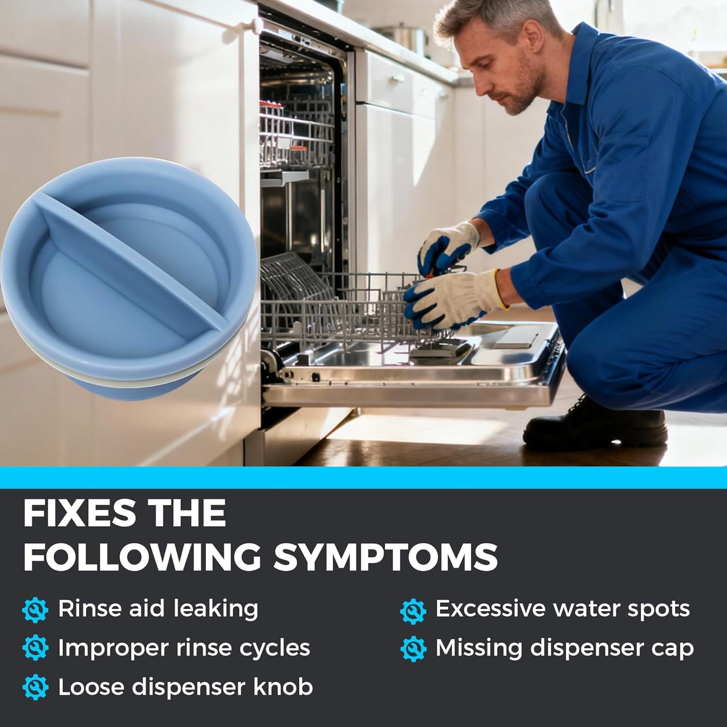 2026 Upgraded 99002614 Dishwasher Rinse Aid Dispenser Cap WP99002614 Fit for Maytag Dishwasher Replaces 1011937 AP4114275 PS2099962 EAP2099962 By Romalon