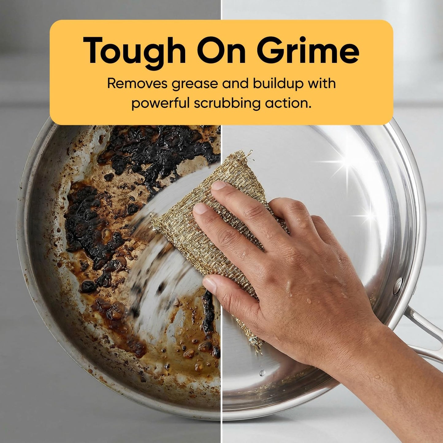 Kitchen Sponge Scrubber, Heavy Duty, Hand Friendly Scouring Sponge for Sink, Pot, Dish Washing Scrubber Non-Scratch, Kosher Sponge, by Superio (Silver-Gold)