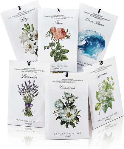 MYARO 12 Pack Fresh Linen Scented Sachets for Drawer, Closet & Car Air Freshener Bags | Odor Eliminator & Fabric Refresher | Crisp, Clean Home Fragrance Gift Set