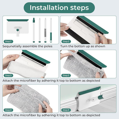 Baseboard Cleaner Tool with Handle, 60" Extendable Long Handle Baseboard Cleaner with 5 Reusable Pads for Baseboards Cleaning, Ceiling, Wall, Floor, Bathroom Kitchen
