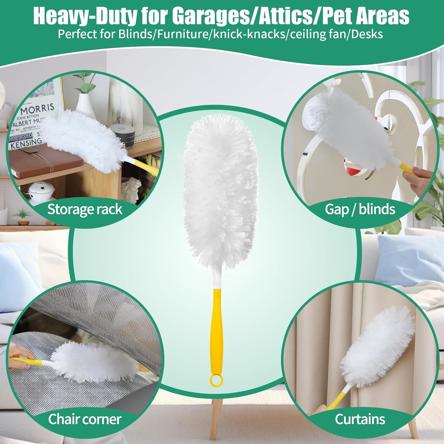 60 Count Electrostatic Duster Refills Compatible with Swiffer Duster, Multi-Surface Dusting Refills, Microfibre Dusters for Cleaning, Unscented