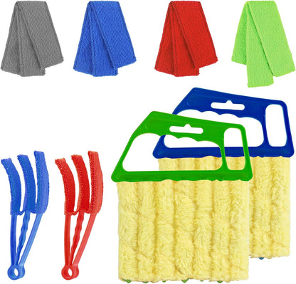 4Pcs Window Venetian Blind Cleaner Duster Tool,Feather Blind Duster for Cleaning,Washable 7 Finger Dusters Brush Dusting Cleaner Tool for Window Shutters Air Conditioner Vinyl Wood Blinds + 4 Cover