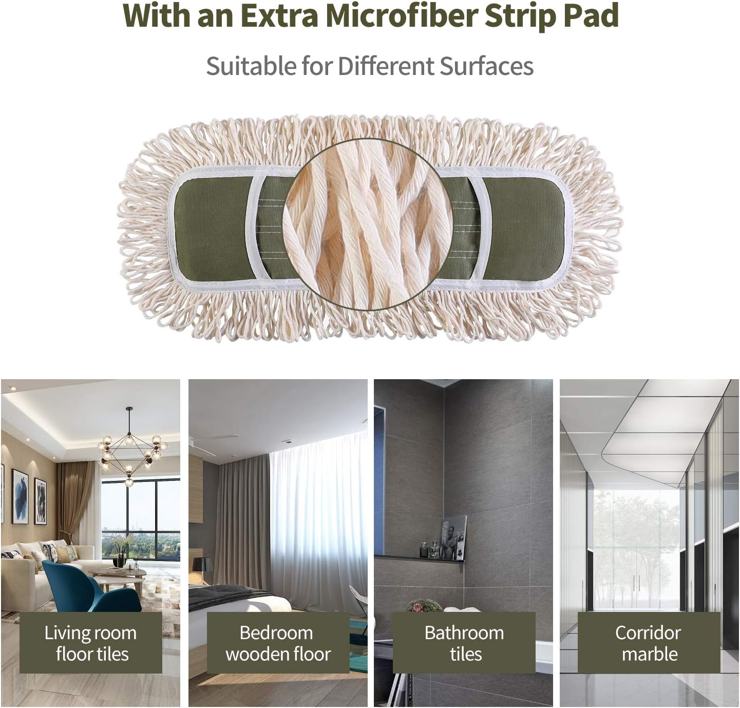 Eyliden Dust Mop with Reusable Washable Pads - One-Touch Pad Release, Height Adjustable Handle, Total 2 Mop Cloths, Wet Dry Mops for Floor Cleaning, Hardwood, Laminate, Tile Floor Push Dust Broom