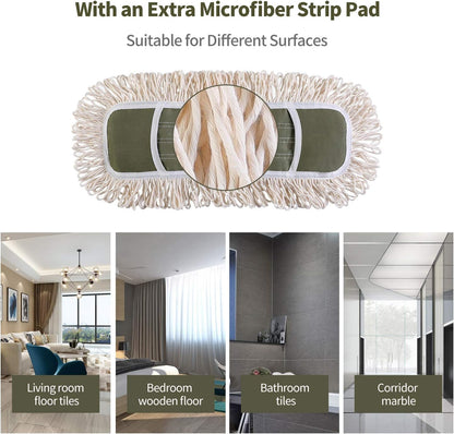 Eyliden Dust Mop with Reusable Washable Pads - One-Touch Pad Release, Height Adjustable Handle, Total 2 Mop Cloths, Wet Dry Mops for Floor Cleaning, Hardwood, Laminate, Tile Floor Push Dust Broom