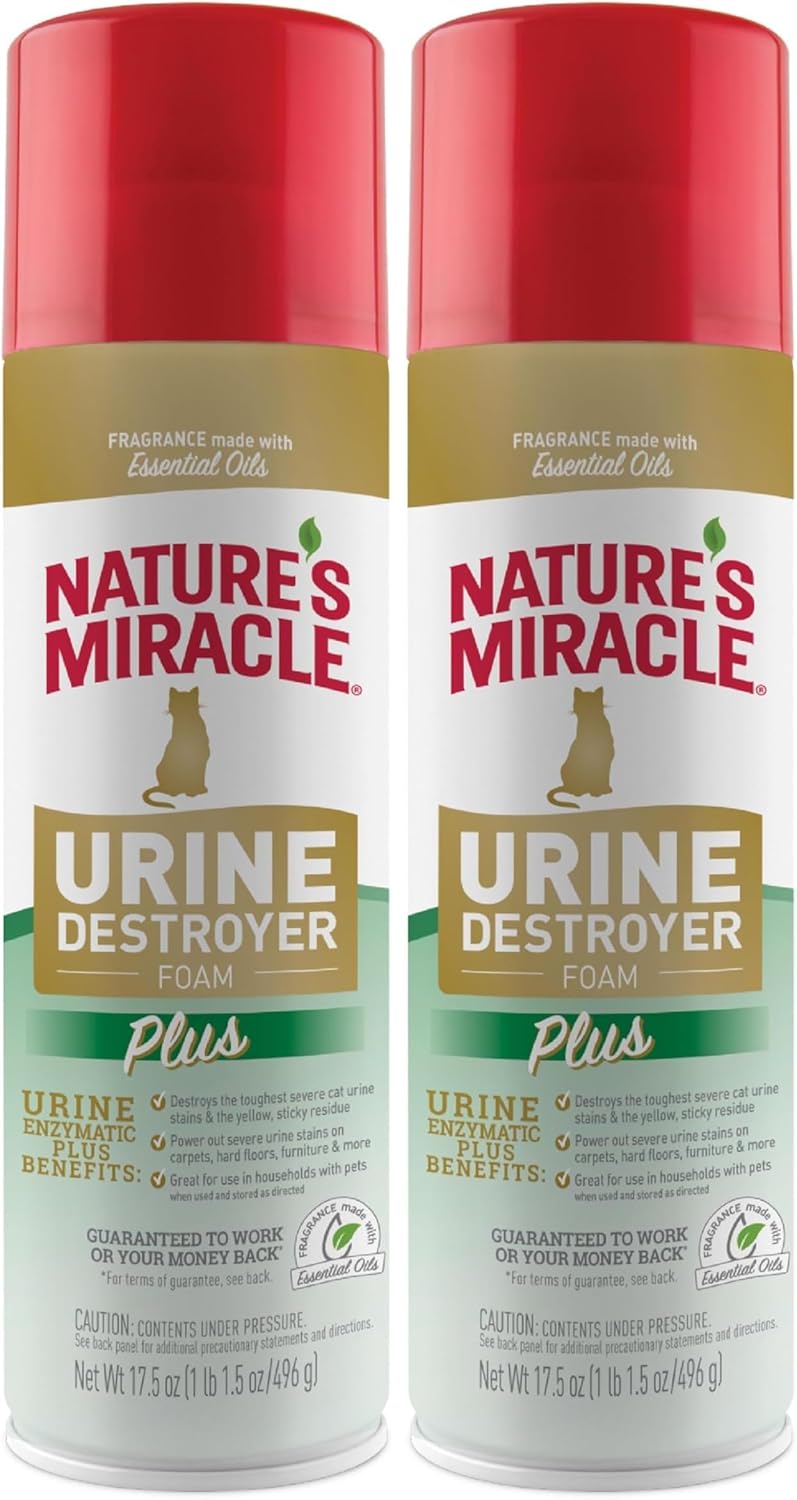 Nature's Miracle Urine Destroyer Plus for Cats, Enzymatic Formula for Severe Cat Urine Stains, 17.5 oz