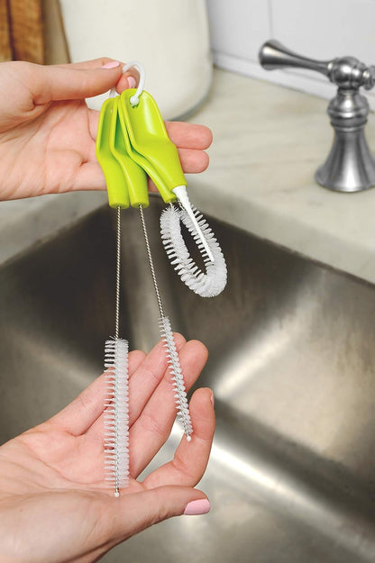 Full Circle Little Sipper, Bottle and Straw Cleaning Brush Set, Sizes for Both Narrow & Wide Straws, Green