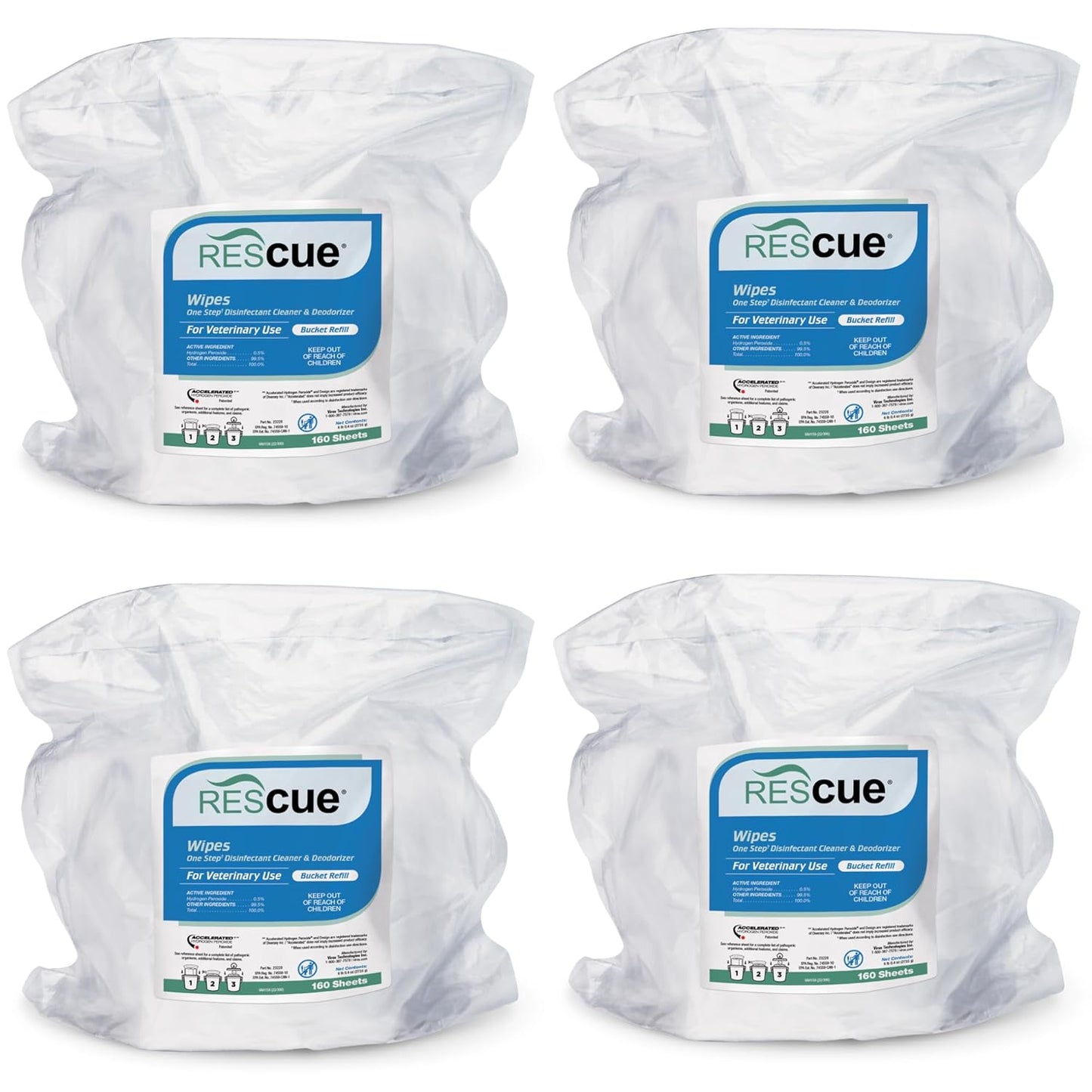 REScue One-Step Disinfectant Cleaner & Deodorizer Wipes for Vet Use – Cleaner for Kennels, Litter Boxes, Vet Offices, Pet Grooming Surfaces, Pet Items – Wipes Canister, 160-Count (Pack of 1)