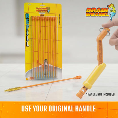 FlexiSnake Drain Weasel Refill - Sink Snake Hair Clog Remover Tool, Sink, Pipe, Bathroom, Bathtub Drain Cleaner, 18-inch Long Flexible Disposable Wands, Made in The USA, 5 Pack