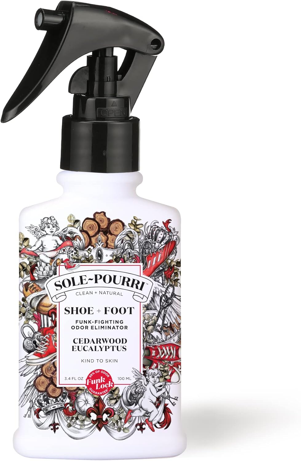 Sole-Pourri Shoe Deodorizer + Foot Spray, 3.4 Fl Oz, Up to 150 Uses, Funk-Fighting Odor Freshener with Essential Oils, for Smelly Shoes, Feet & Gym Bags, Citrus & Mint Scent