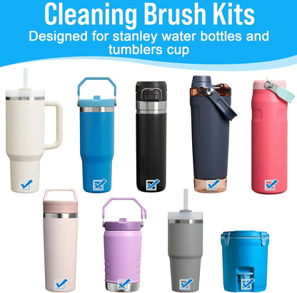XANGNIER 5 in 1 Bottle Cleaning Brush Set,Multifunctional Water Bottle Brush and Straw Cleaner Brush,Cleaning Tool Kit for Owala/Stanley/Yeti/Simple Modern Tumbler Cup Accessories,Kitchen Gadgets