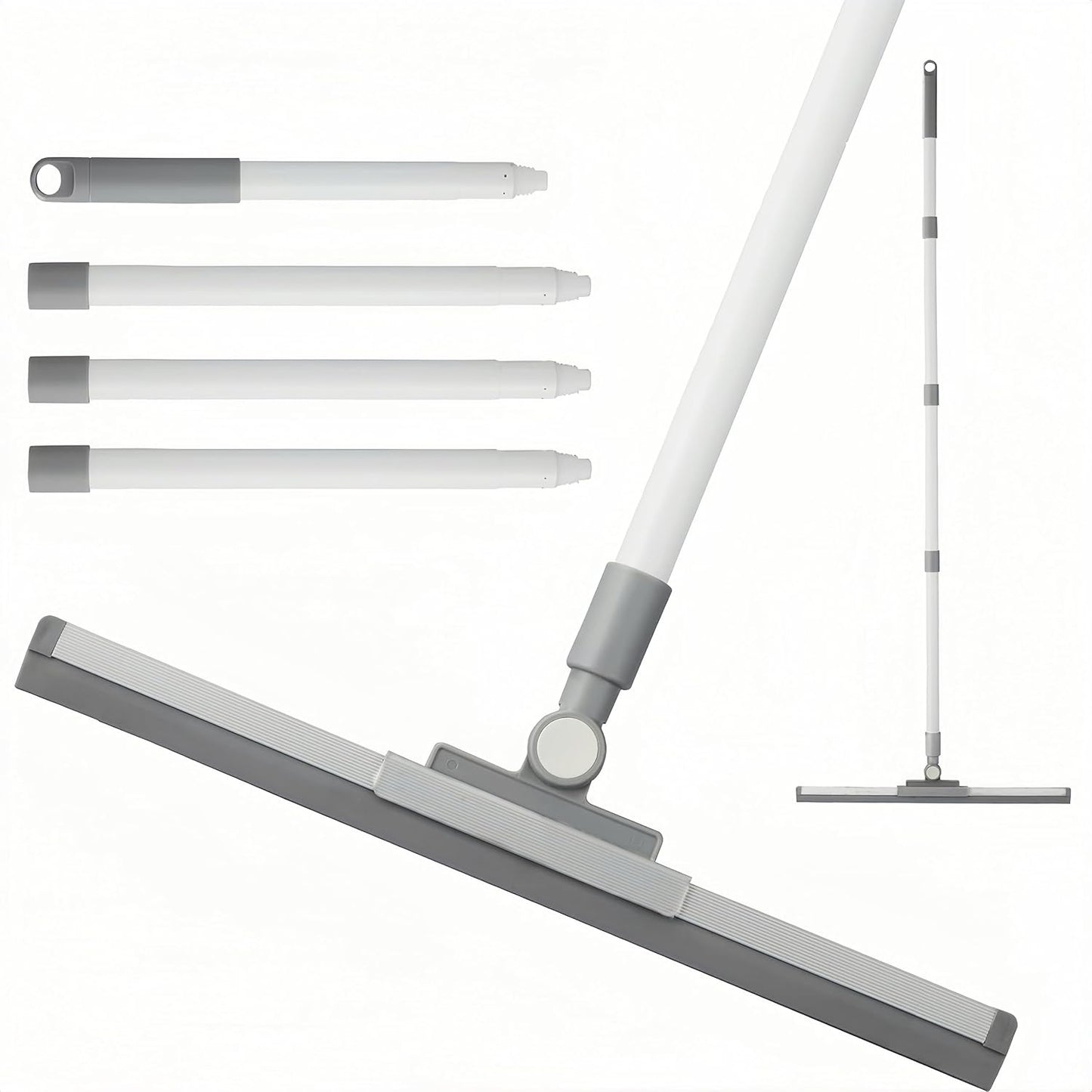 Floor Squeegee for Concrete Floor, Squeegee Broom, Magic Air Broom with 52'' Long Handle and 20'' Rubber Rotating Head for Shower Glass Doors, Bathroom Tile, Pet Hair, Window and Glass