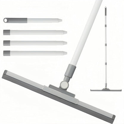 Floor Squeegee for Concrete Floor, Squeegee Broom, Magic Air Broom with 52'' Long Handle and 20'' Rubber Rotating Head for Shower Glass Doors, Bathroom Tile, Pet Hair, Window and Glass