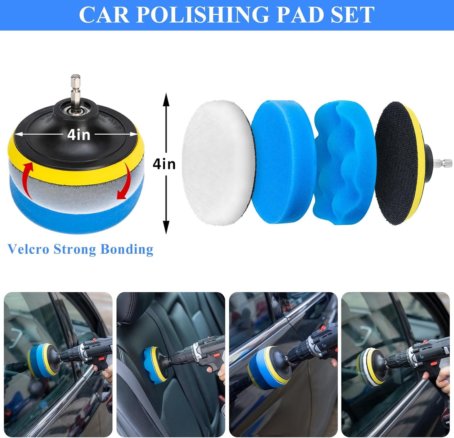 37Pcs Car Detailing Brush Set, Car Detailing Kit, Auto Detailing Drill Brush Set, Car Detailing Brushes, Car Wash Cleaning Tools Kit with Car Vacuum for Interior, Exterior, Wheels, Blue