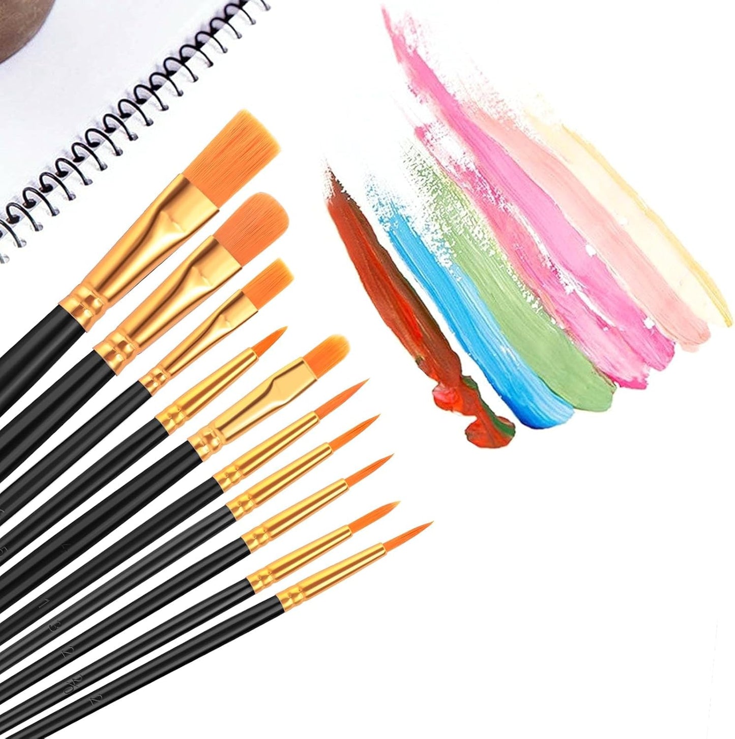 Acrylic Paint Brush Set, 1 Packs / 10 pcs Watercolor Brushes Painting Brush Nylon Hair Brushes for All Purpose Oil Watercolor Painting Artist Professional Kits.