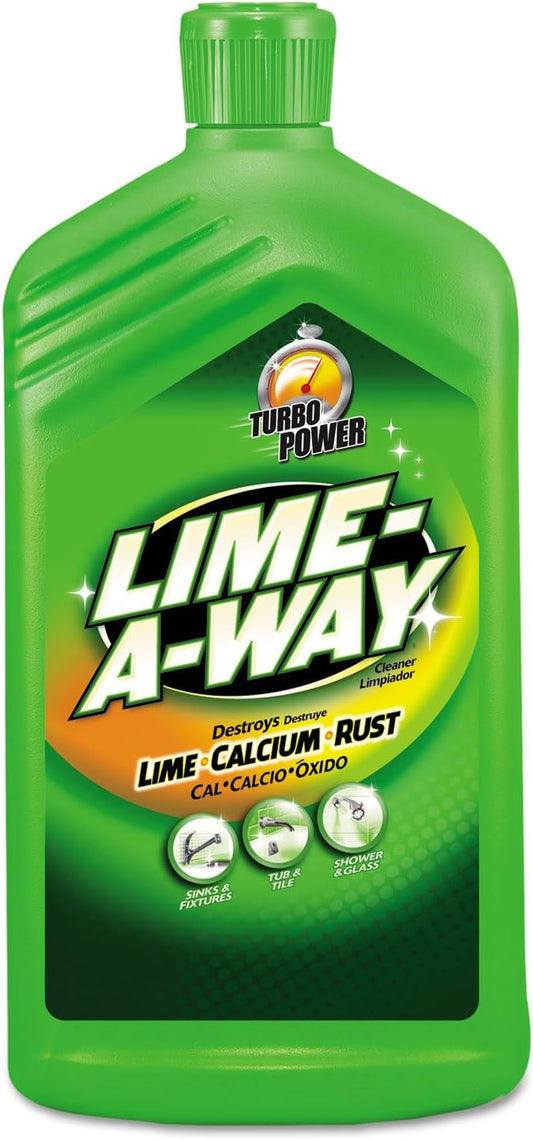 Lime-A-Way Hard Water Stain Remover Liquid, Removes Lime, Calcium & Rust in Seconds, Bathroom Cleaner, 28 fl oz