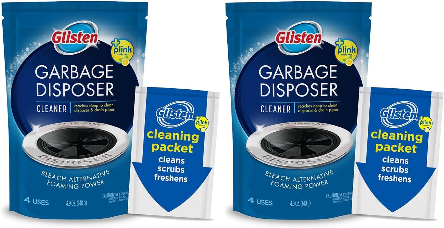 Glisten GLISTEN-DP06N-PB-2/PACK DP06N-PB Garbage Disposer Foaming Cleaner, Lemon Scent, 2-Pack (8 Uses), 2 Pack, Blue, 2 Count, 4.9 Ounce (Pack of 2), 9 Ounce