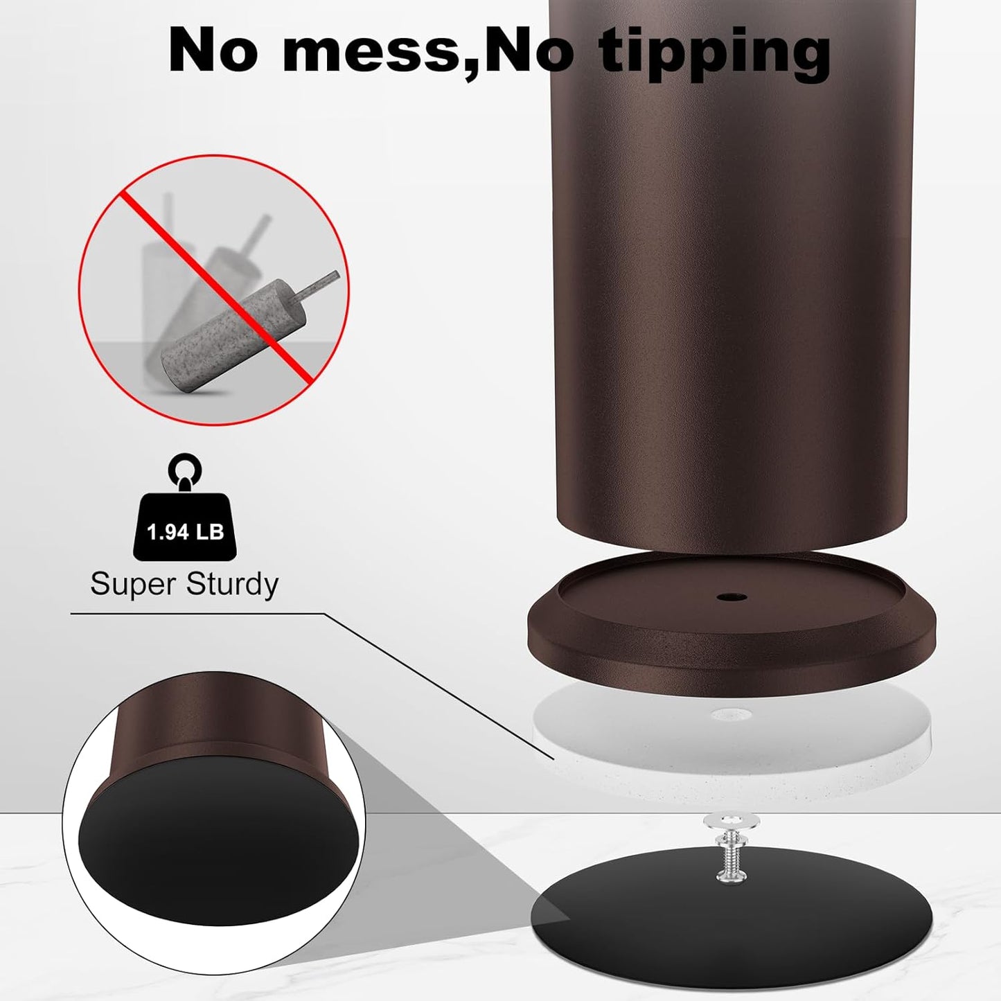 Stain Nickel Toilet Brush and Holder，Extra Long Handled Toilet Brush for Bathroom，Stainless Steel Heavy Duty Toilet Bowl Brush,Removable Inner Bowl,Deep Cleaning Dense Bristles Brush -Space Saving