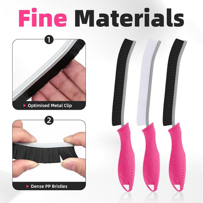 FOOGWEE Hard Bristle Crevice Cleaning Brush - Cleaning Tools for Household Use, Multifunctional Gap Cleaning Supplies for Kitchen, Bathroom, Toilet, Window, Vehicle, Faucets, Grout, Home (Black)