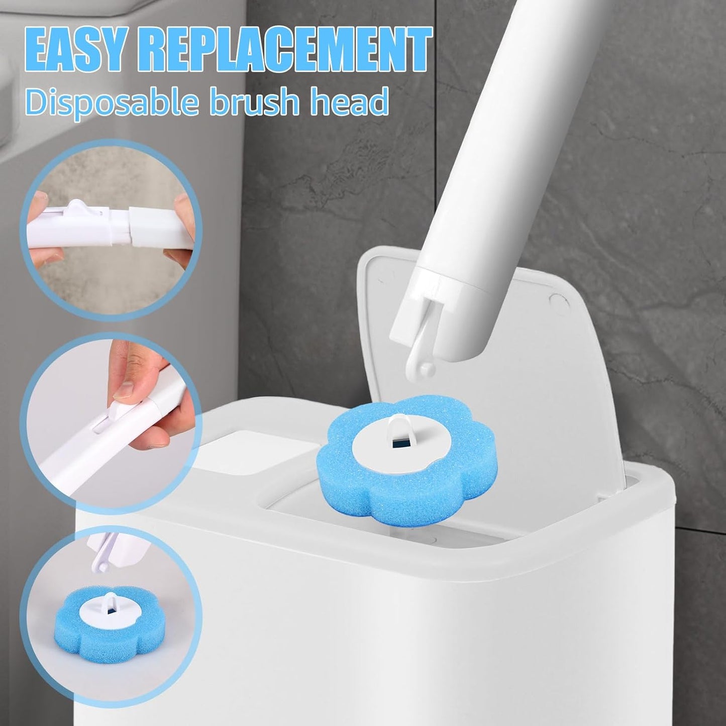 72PCS Disposable Toilet Cleaning Brush Wand Cleaner Refills, Contains Only the Brush Head, Disposable Toilet Cleaning Pads, Bathroom Toilet Bowl Brush and Holder Set (Refills)