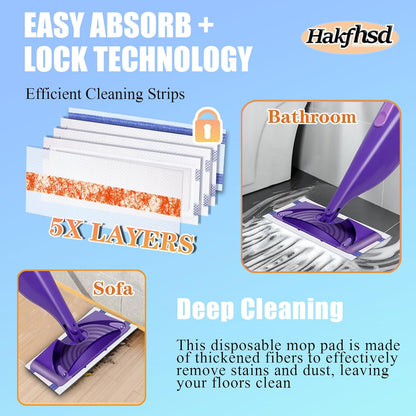 60 Pack Disposable Mop Pad Refillsfor Swiffer Wet Pads Refill Replacement for Swiffer WetJet Spray Mop, 4 Layers Thickened Extra Strong Dirt Locking and Water Absorbent, Powerful Stain Removal