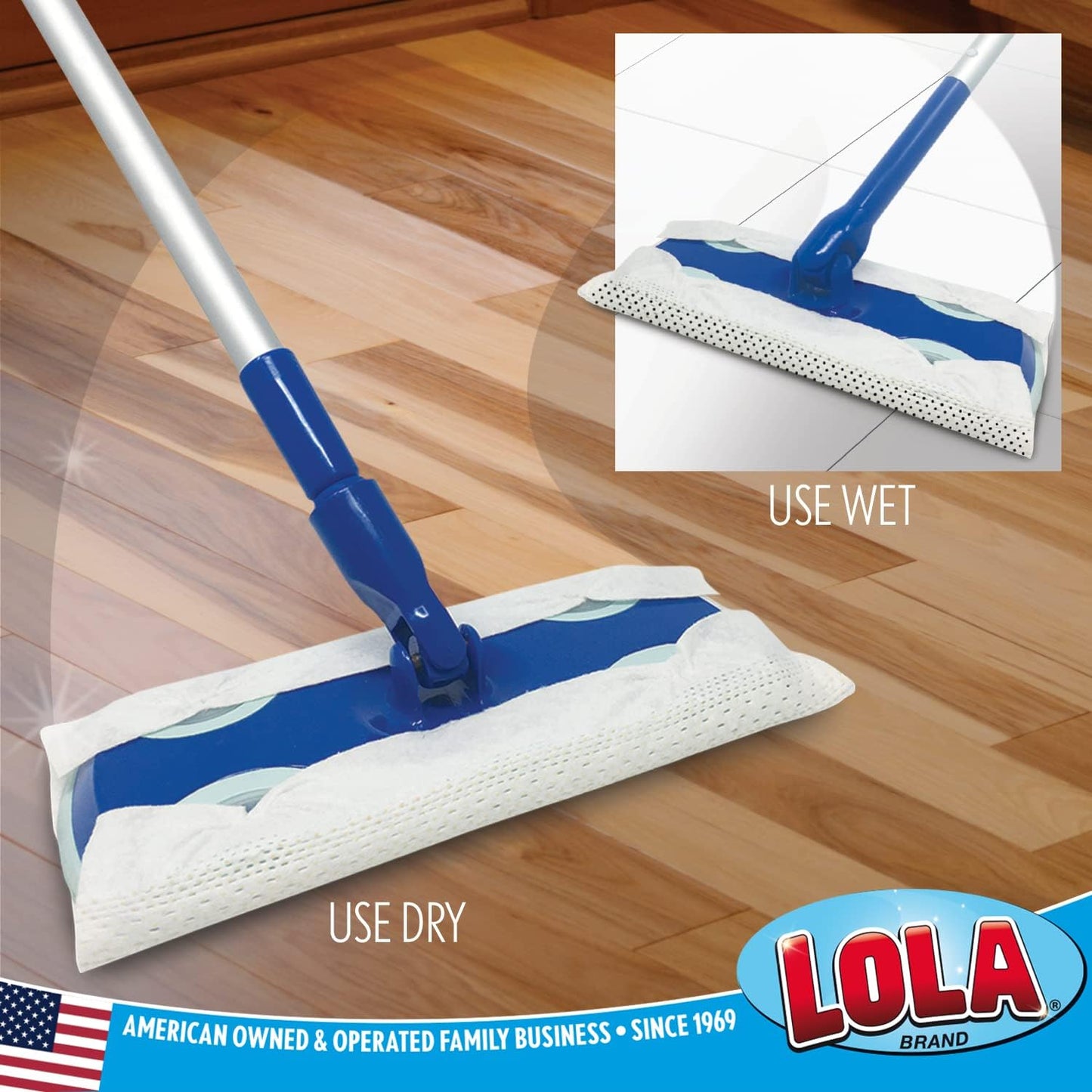 LOLA Dry Sweeping Cloth Refill Pads, 32 Pack, Unscented, Compatible with Swiffer Floor Mop, Comparable to Swiffer Refills, 11" x 8.13"