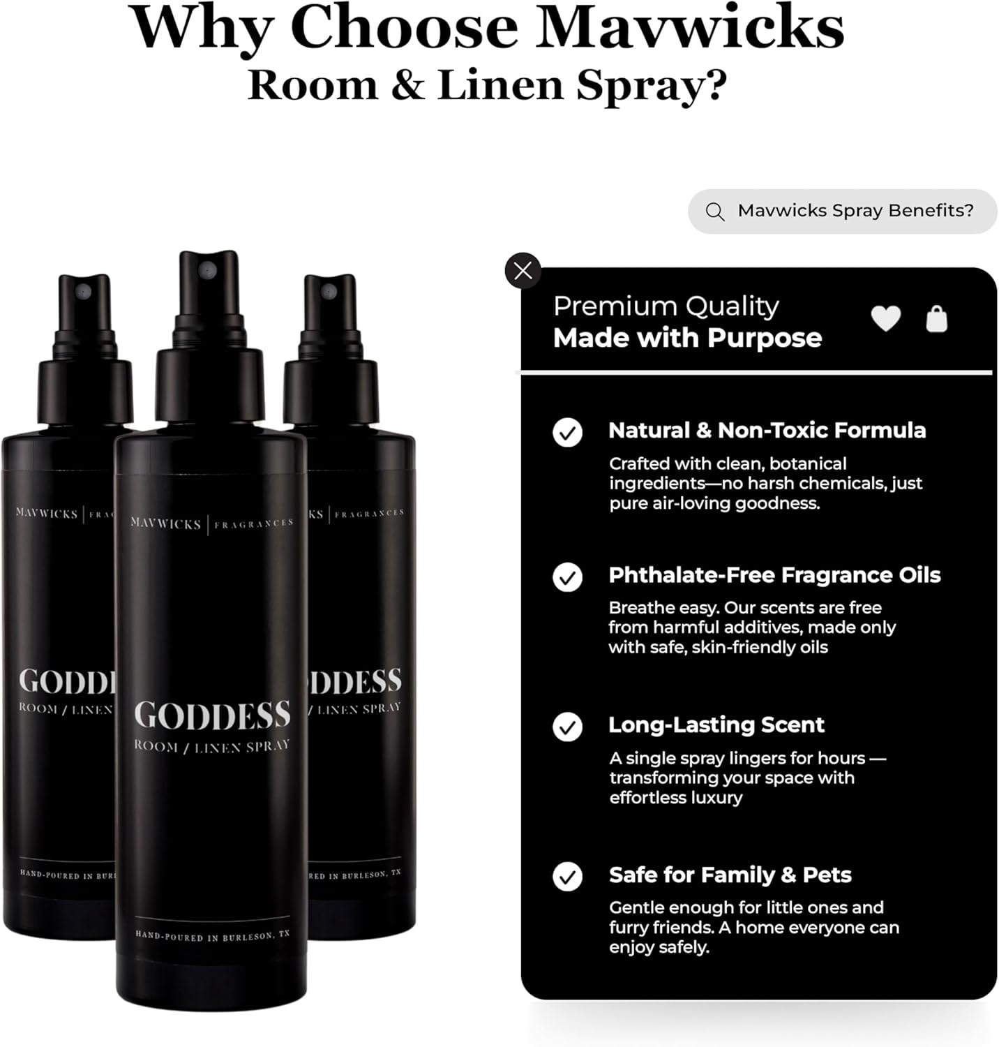 Mavwicks Fragrances - (Luxe) Linen & Room Spray (8oz) – Bedroom & Home Fragrance Mist, Long-Lasting Freshness To Brighten Up Your Space, Fabric & Air Freshener, Aromatherapy Scent Spray