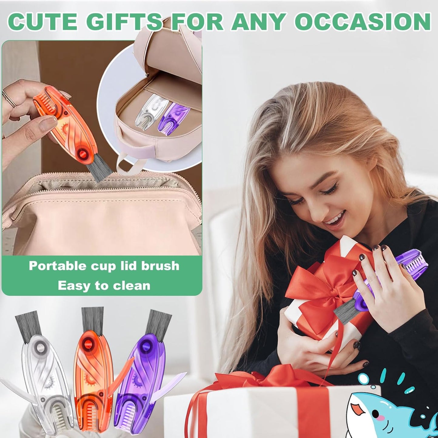 3 in 1 Cup Lid Cleaning Brush, Multifunctional Gap Cleaning Brush, Home Kitchen Crevice Brush, Portable Bottle Cleaner Brush for Cleaning Tight Spaces, Bottle Gaps, Travel Mug Caps(3 PCS)