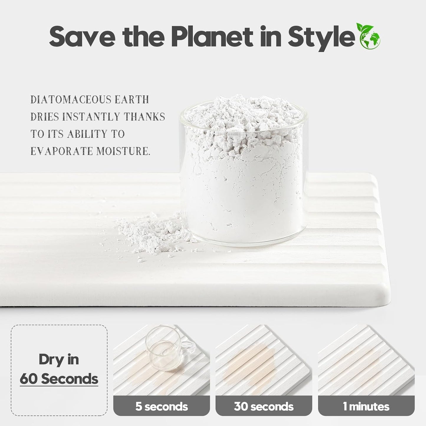 2PCS Water Absorbing Stone Drying Tray Mat for Bathroom Sink & Kitchen Counter Faucet Organizer, Quick Dry Dish Rack Soap Dispenser Sponge Holder, Vanity Sink Caddy Bar Coaster, Ivory White 8“x 4”