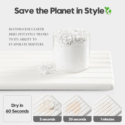 2PCS Water Absorbing Stone Drying Tray Mat for Bathroom Sink & Kitchen Counter Faucet Organizer, Quick Dry Dish Rack Soap Dispenser Sponge Holder, Vanity Sink Caddy Bar Coaster, Ivory White 8“x 4”