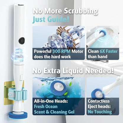 20 Count Electric Toilet Refill Pads, Disposable Toilet Brush Heads Refills for Bathroom Cleaning, Only Compatible with AIR U+ Electric Brush