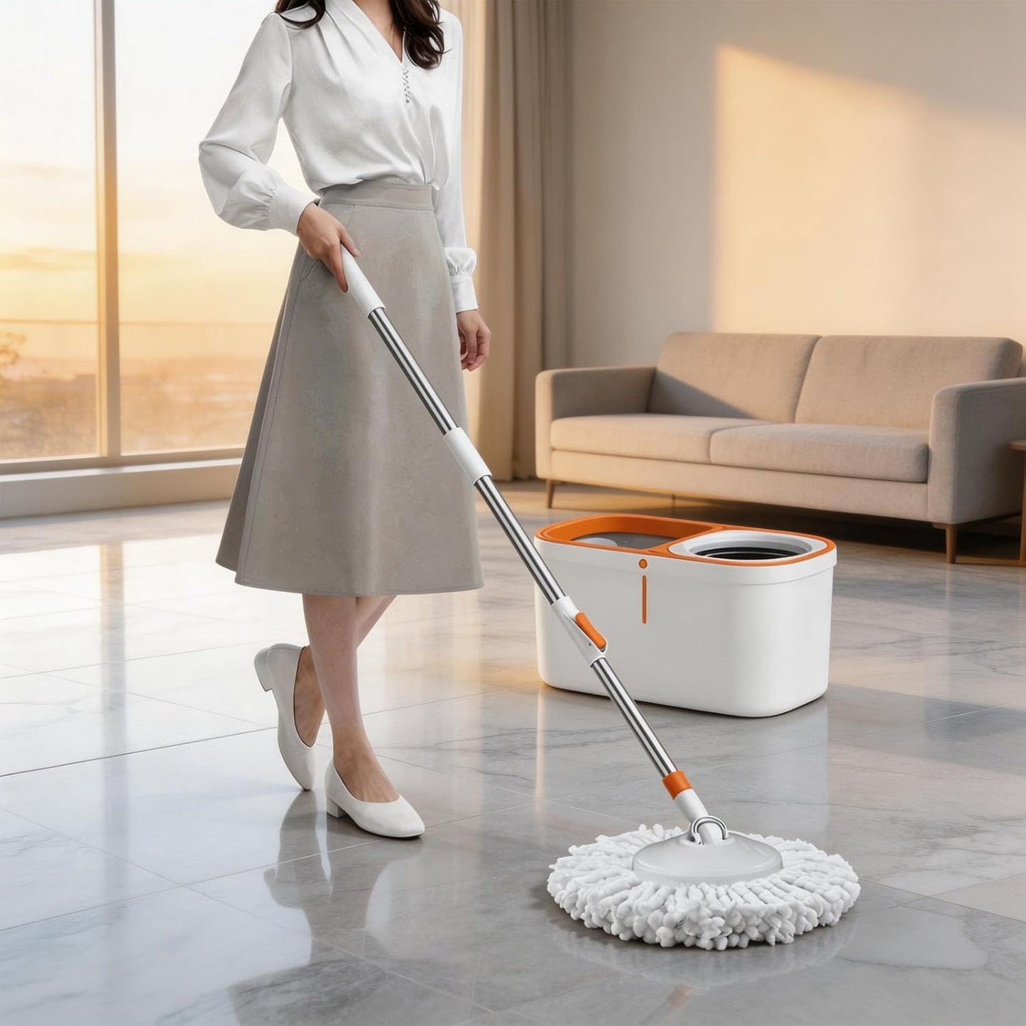 Spin Mop Refills Replacement 360° Microfiber Spin Mop and Bucket Head Round Shape Standard Size Easy Cleaning Spin Mop Systems 6-Pack White