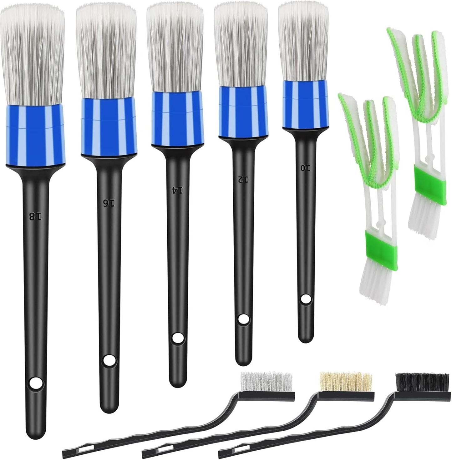 HMPLL 10pcs Auto Car Detailing Brush Set Car Interior Cleaning Kit Includes 5 Boar Hair Detail Brush,3 Wire Brush, 2 Air Vent Brush for Cleaning Car Interior Exterior, Dashboard Engines Leather Wheel