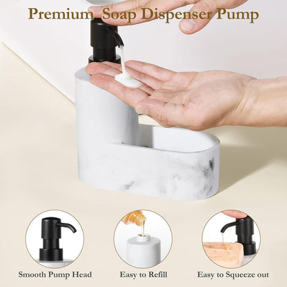 Shinowa Dish Soap Dispenser with Sponge Holder, Refillable Kitchen Dish Soap Dispenser Pump, 2-in-1 Countertop Soap Pump Dispenser for Kitchen Sink and Bathroom, Gravel Black