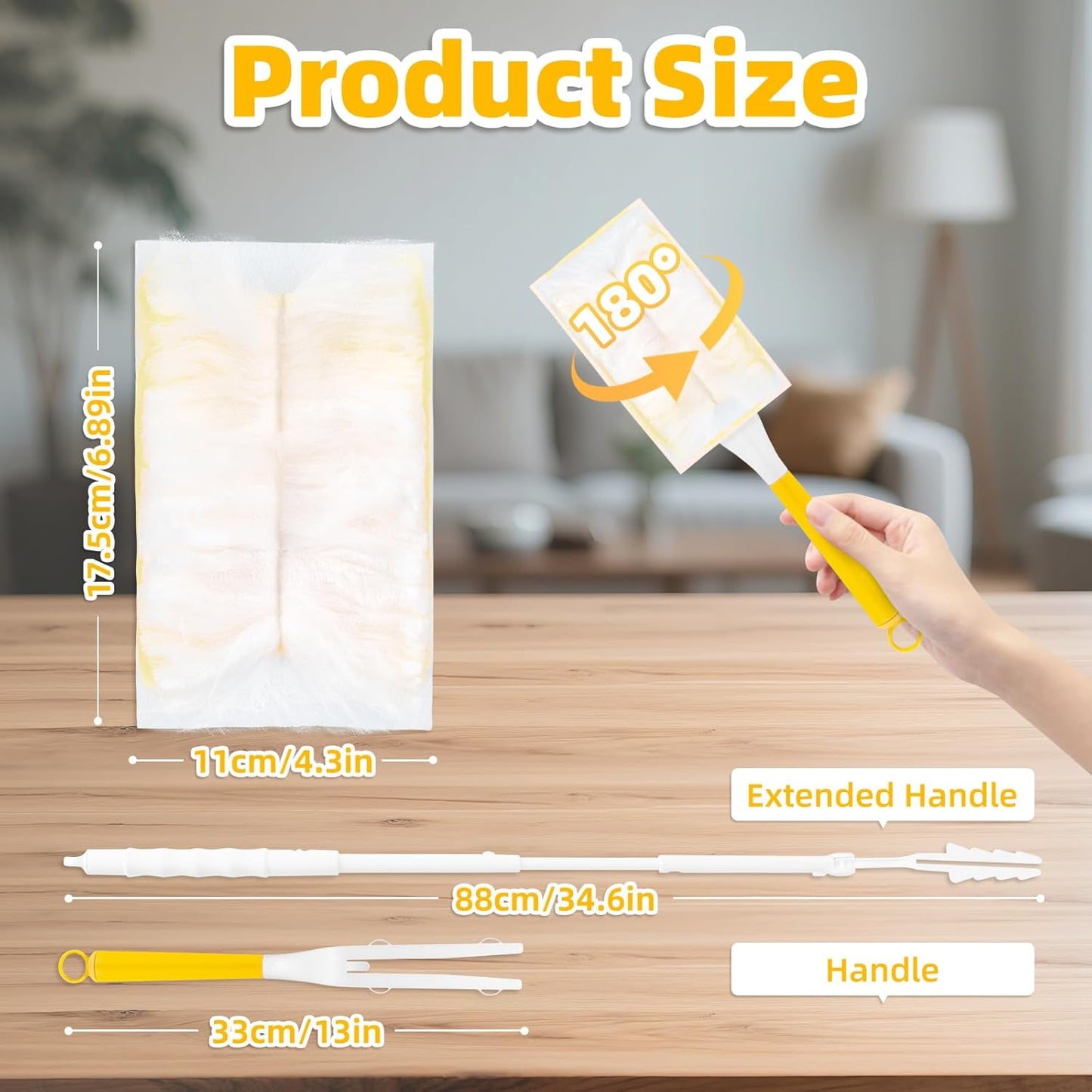 Heavy Duty Dusters Refills, Disposable Dusters Kit Compatible with Swiffer Handles, Multisurface Dusters+1 Extended Handle +1 Handle (Pink, 360°)
